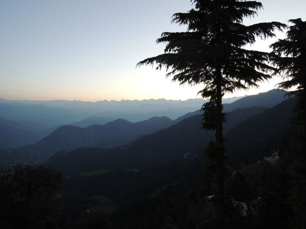 The snow-capped Dhauladhar range rising above the Kangra Valley, Himachal Pradesh